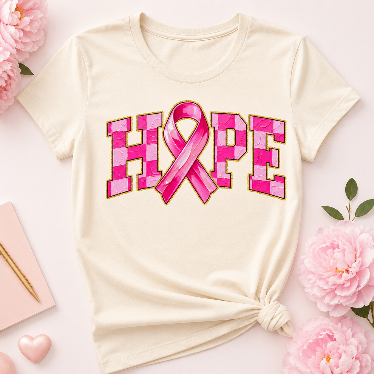 HOPE Breast Cancer Awareness Ribbon DTF Transfer