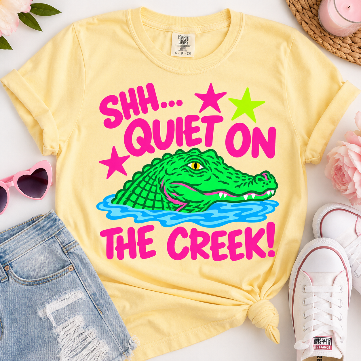 Shh Quiet On The Creek Alligator DTF Transfer
