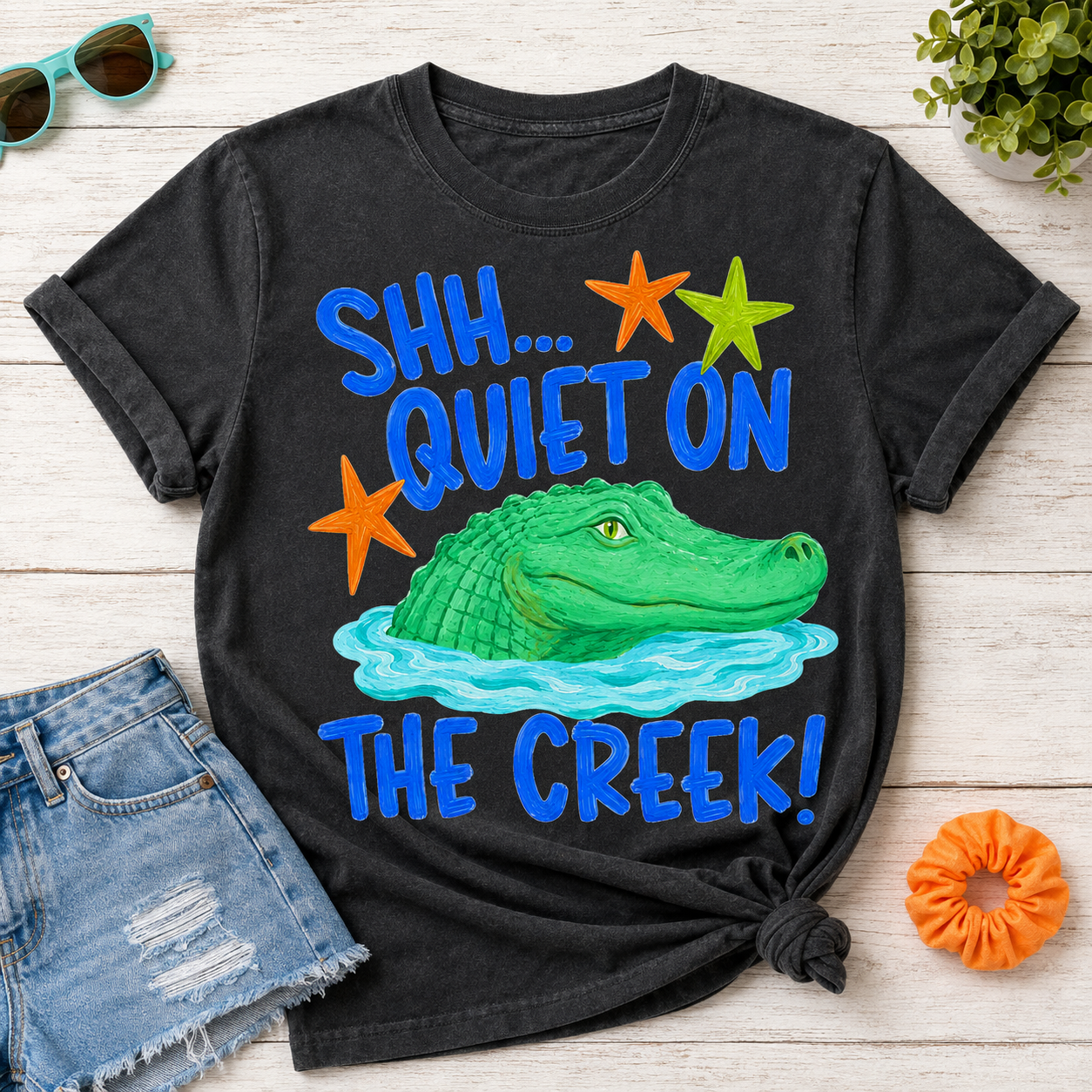 Shh Quiet On The Creek Alligator DTF Transfer