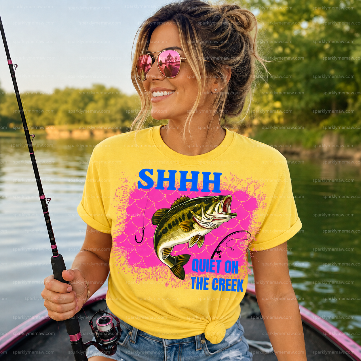 Shhh Quiet On The Creek Bass Fishing DTF Transfer