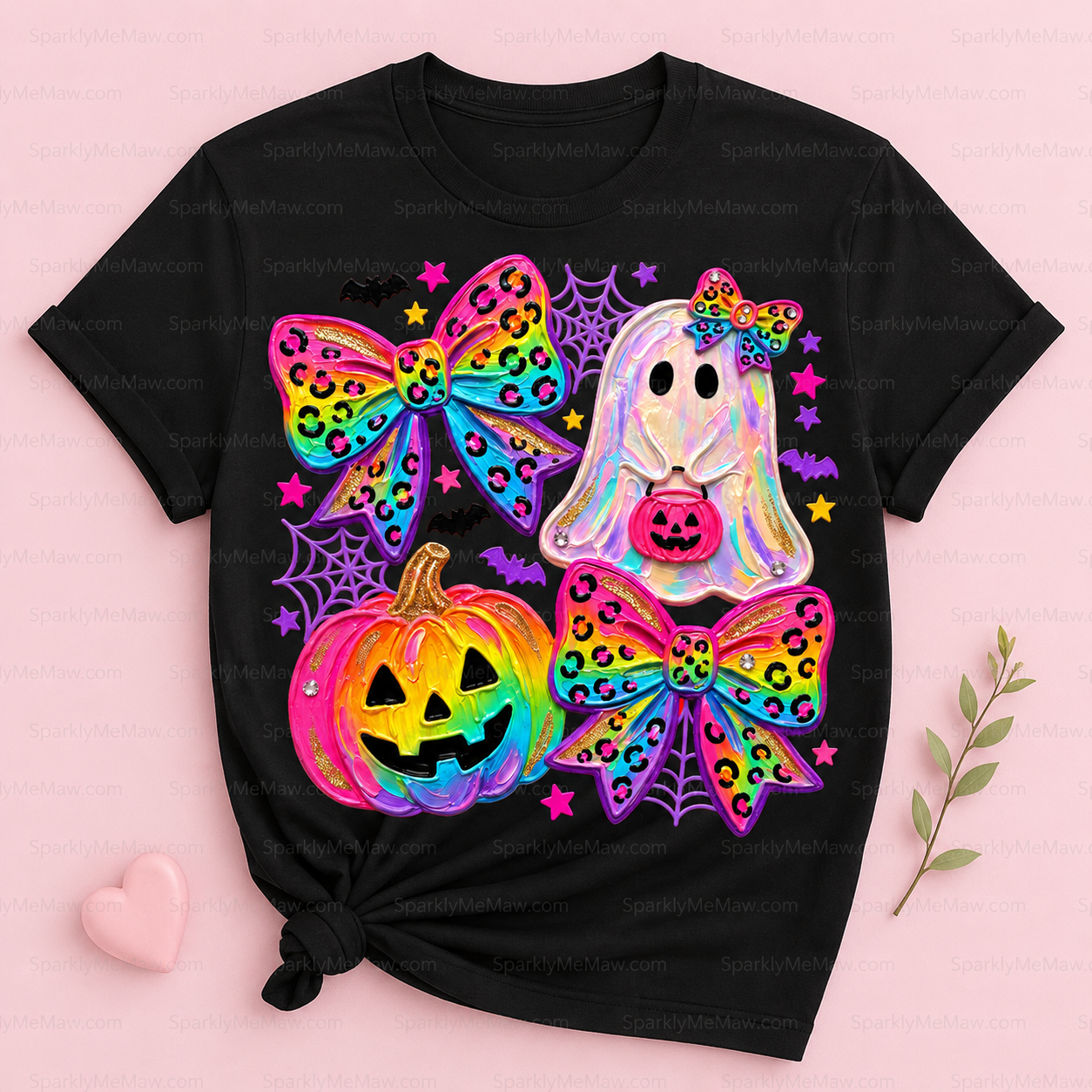 Neon Halloween Coquette Bows Ghost DTF Transfer