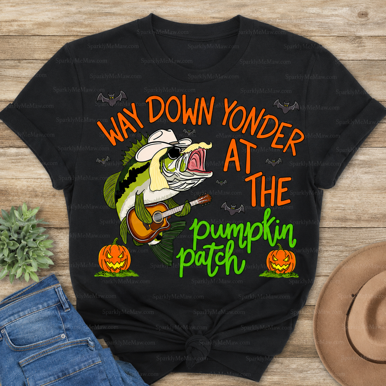 Way Down Yonder Pumpkin Patch Bass DTF Transfer