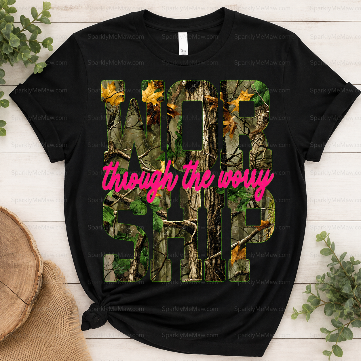 Worship Through The Worry Camo DTF Transfer