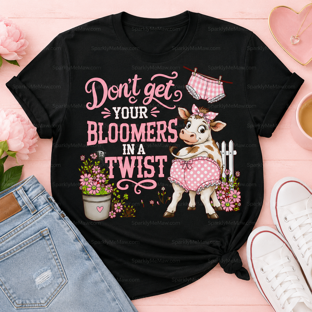 Don't Get Your Bloomers Twisted Cute Cow DTF Transfer