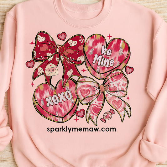 coquette conversation hearts DTF Transfer (Fabrics)