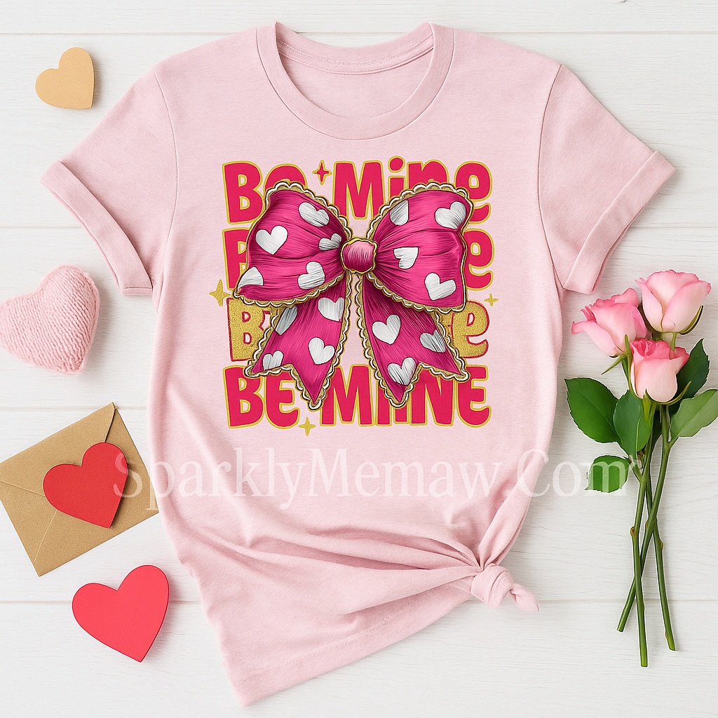 Be Mine Bow DTF Transfer (Fabrics)