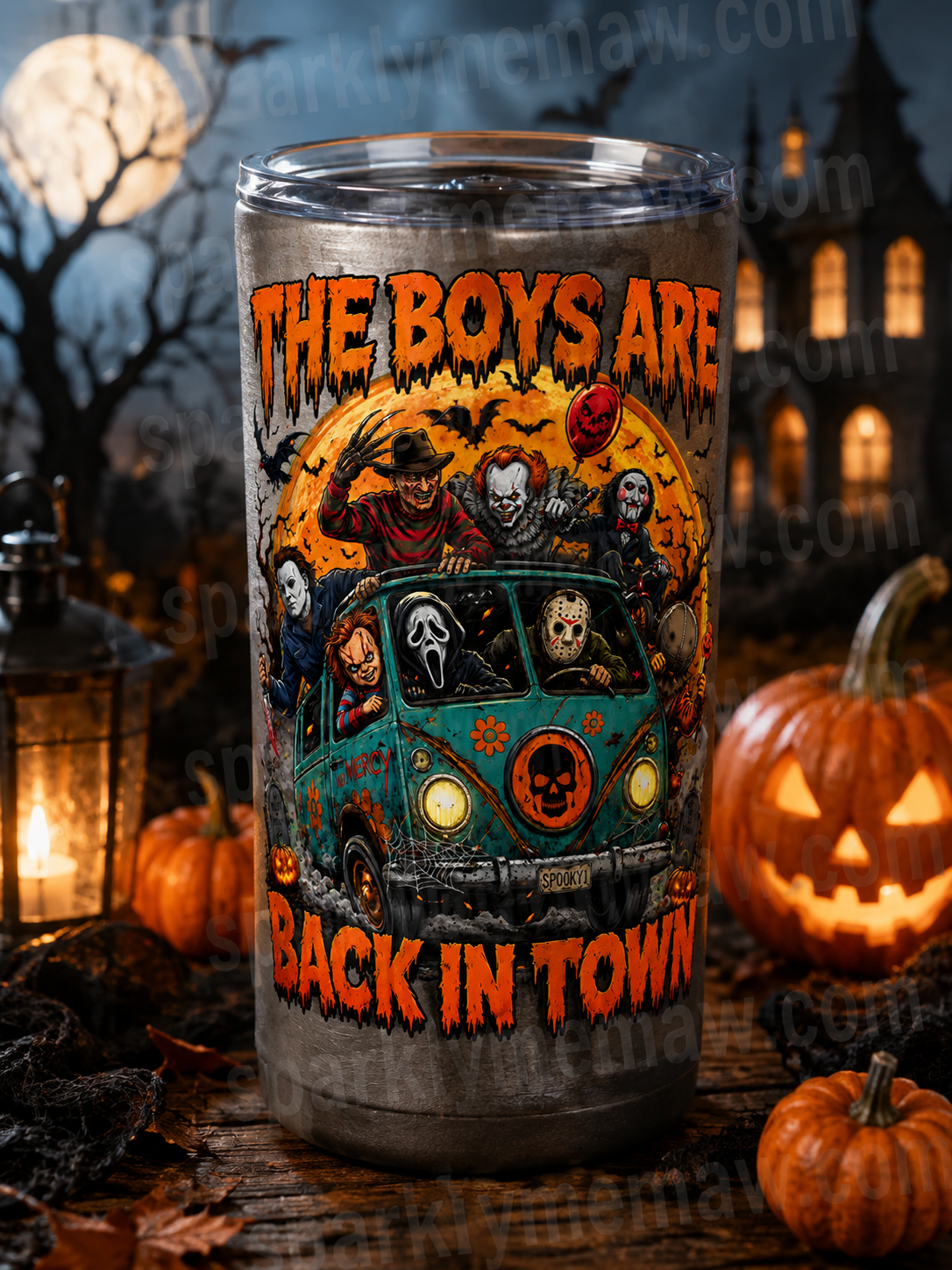 The Boys Are Back In Town Horror Icons Halloween Van Freddy Krueger Pennywise Jason Voorhees Michael Myers Ghostface Chucky Billy the Puppet UV DTF Decal