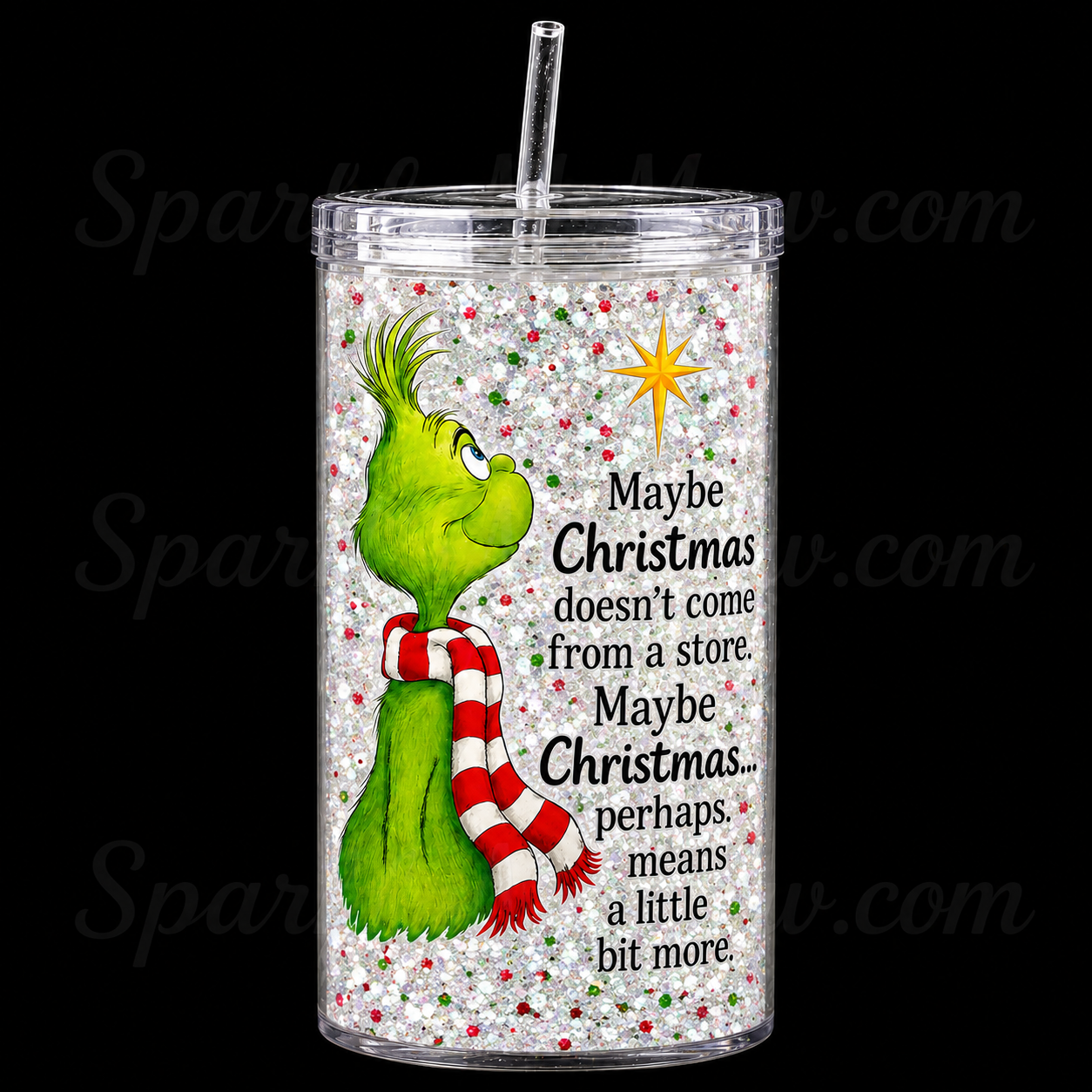 Grinch Maybe Christmas Doesn't Come From A Store Quote with Star UV DTF Decal