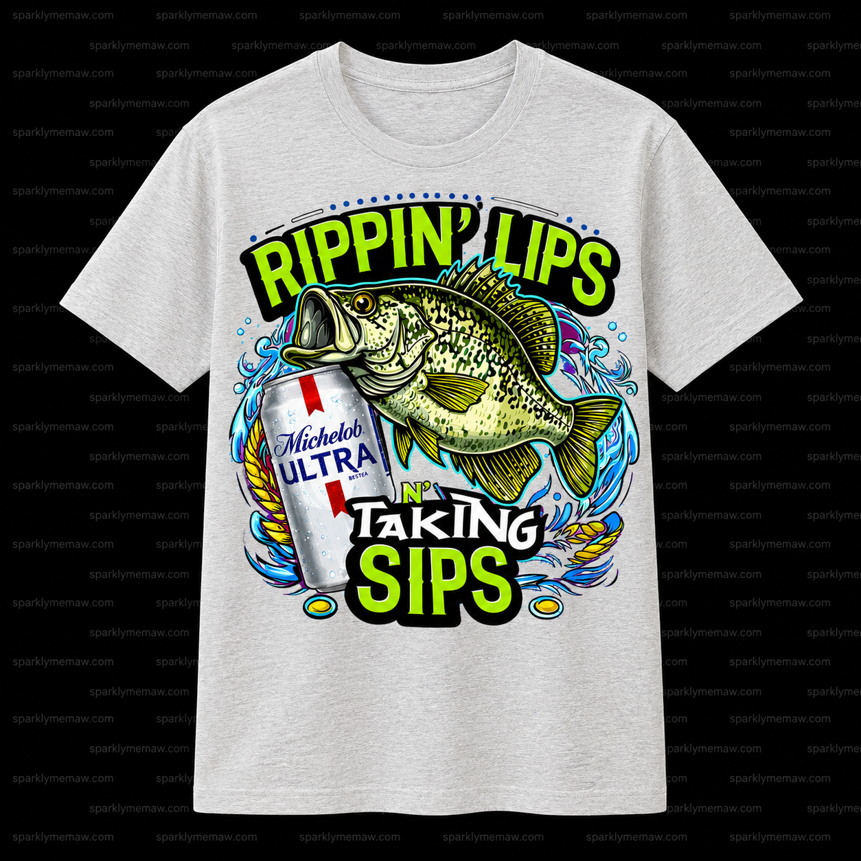 Rippin Lips Sips Bass Fishing DTF Transfer for Fabrics