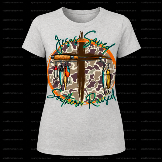 Jesus Saved Southern Raised Fishing DTF Transfer for Fabrics