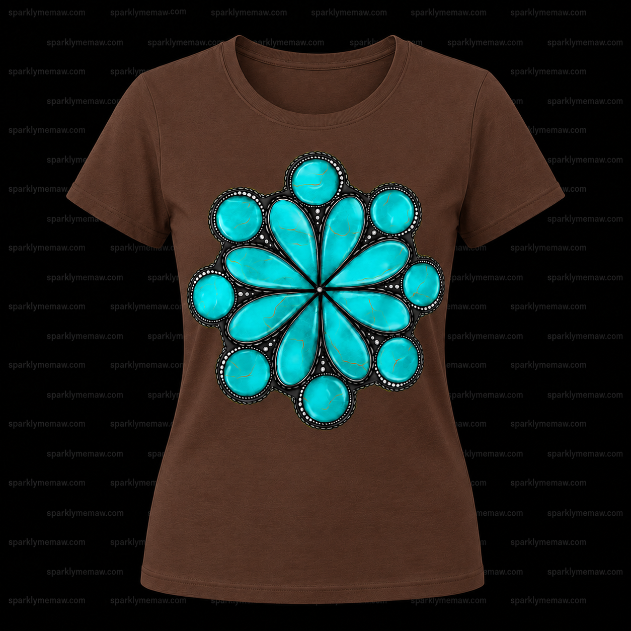 Turquoise Squash Blossom Concho DTF Transfer for Fabrics