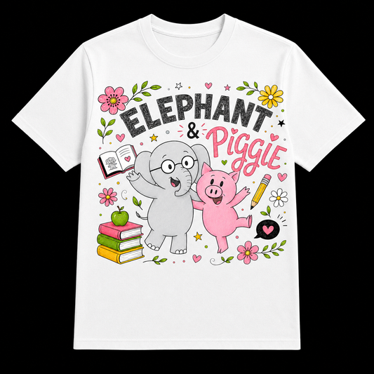 Elephant & Piggie Friends DTF Transfer for Fabrics