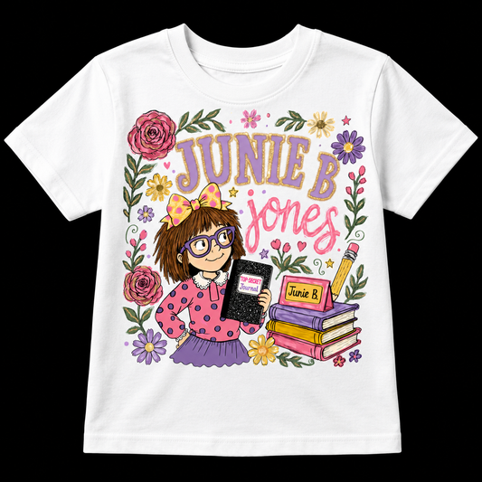 Junie B. Jones Floral Book DTF Transfer for Fabrics