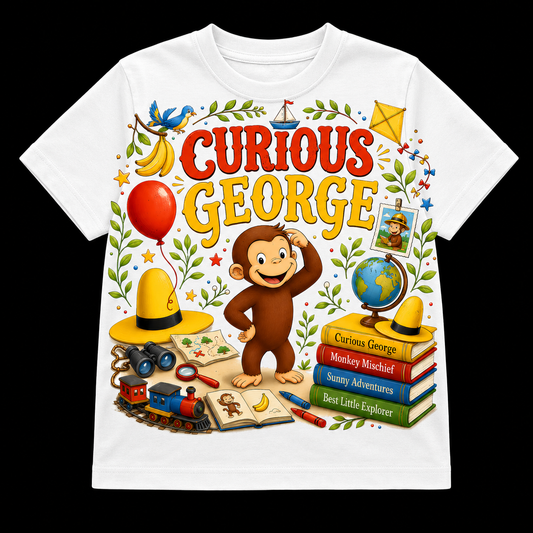 Curious George Adventure Scene DTF Transfer for Fabrics