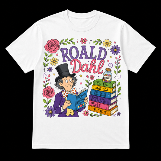 Roald Dahl Books Floral Design is a DTF Transfer for fabrics