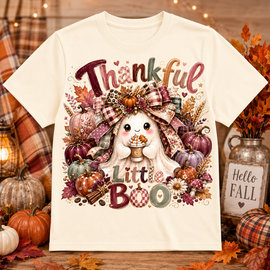 Thankful Little Boo Ghost Fall DTF Transfer for fabrics