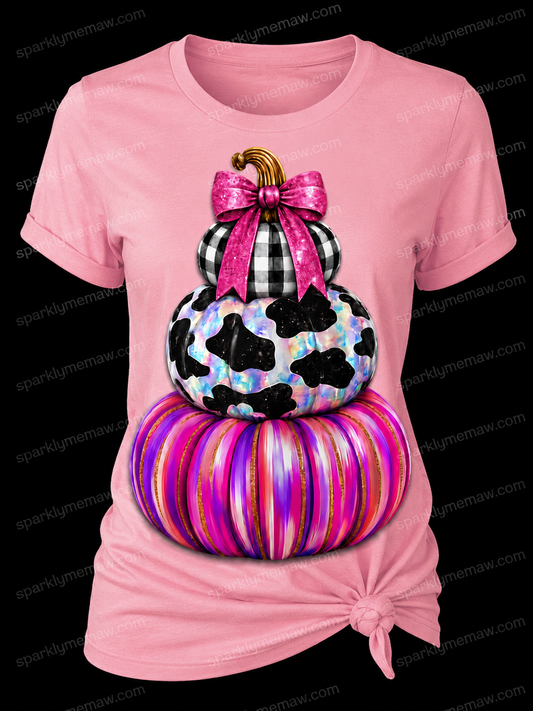 Stacked Glam Pumpkins DTF Transfer for fabrics