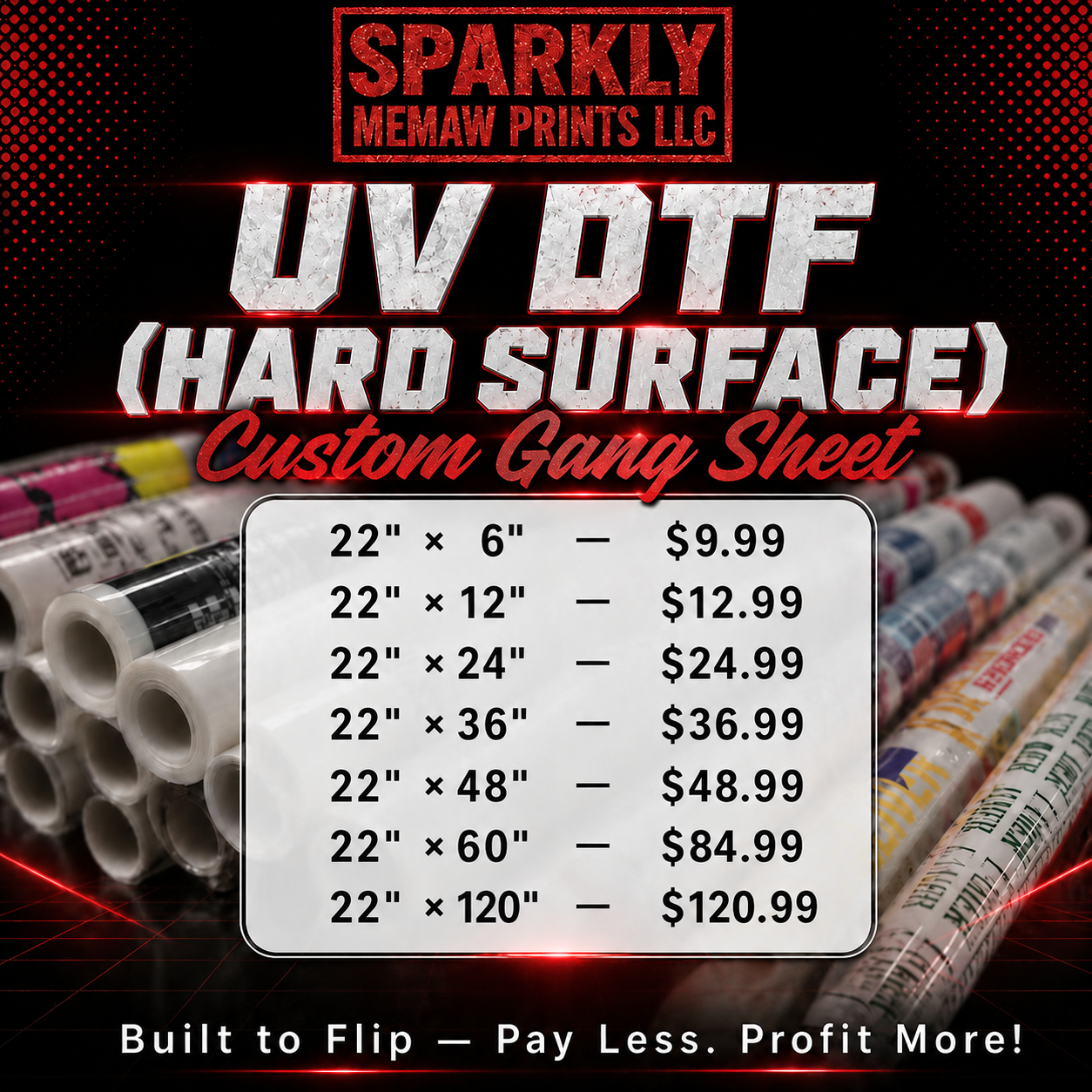 Custom UV DTF Prints (hard, smooth surfaces only)