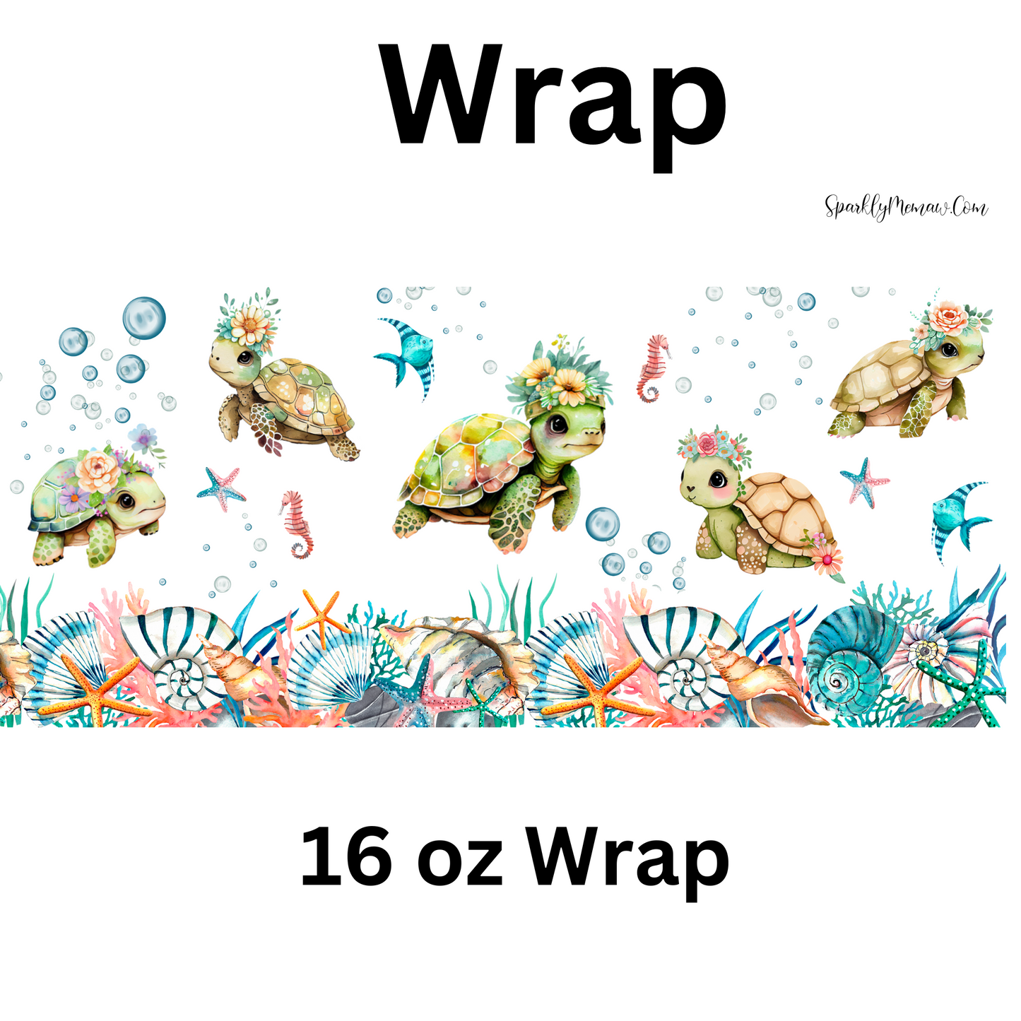 Floral Turtles UV DTF Wrap (16 oz size)