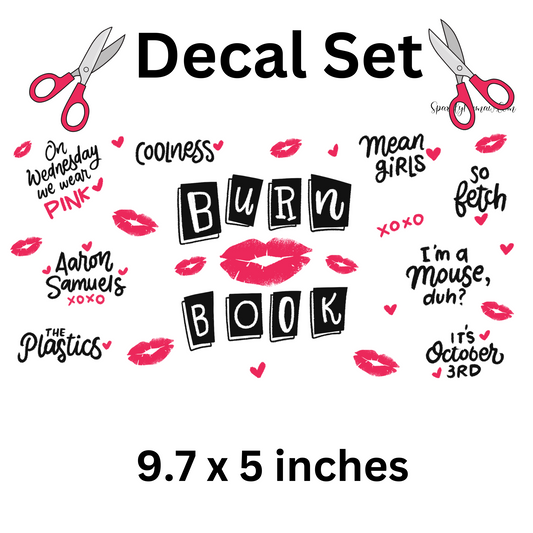 Burn Book UV DTF Decal Set