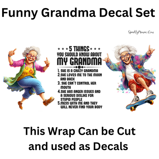 Funny Grandma UV DTF Decal Set (Wrap)