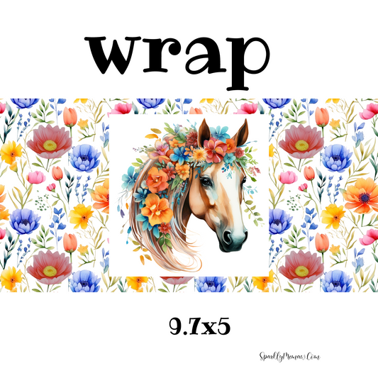 Horse and Flowers 2 UV DTF Wrap