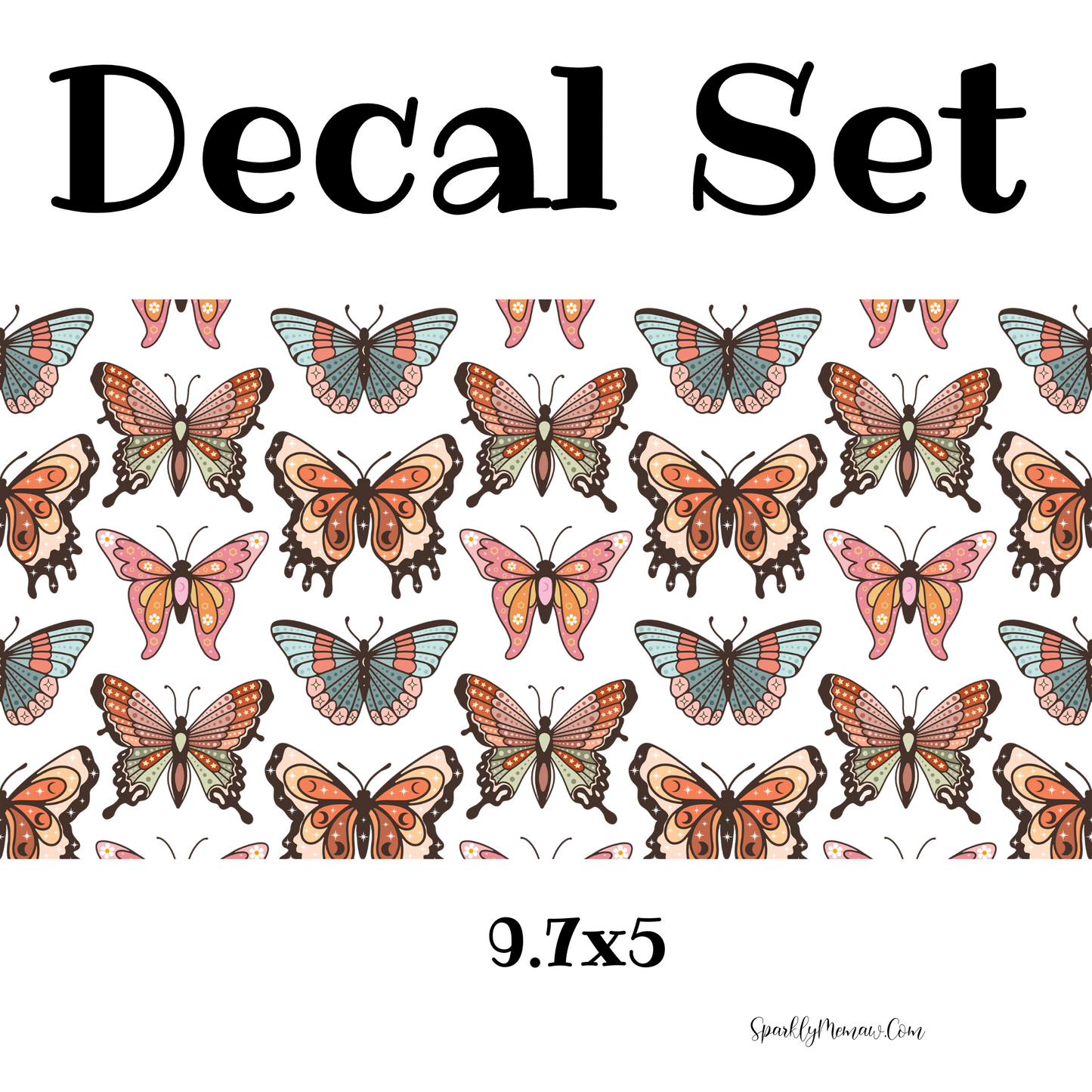 Retro Butterflies UV DTF Decal Set (Wrap)