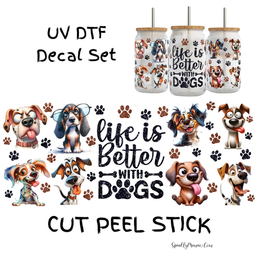 Funny Dogs UV DTF Decal Set (16 oz Wrap Size)