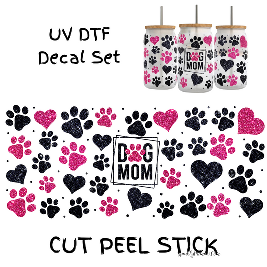 Dog Mom Glitter UV DTF Decal Set (Wrap)