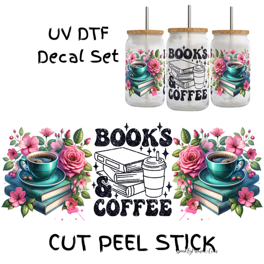 Books and Coffee UV DTF Decal Set (Wrap)