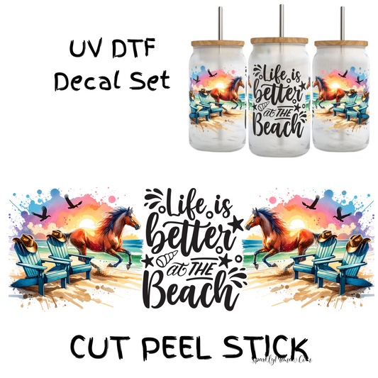 Horse Life is better at the beach UV DTF Decal Set (wrap)