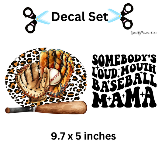 Somebody's Loud Mouth Baseball Mama UV DTF Decal Set (Wrap)