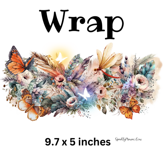 Butterflies and Flowers 1 16 oz UV DTF Wrap