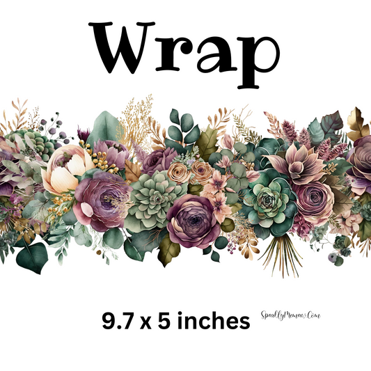 Green and Purple  Flowers UV DTF Wrap