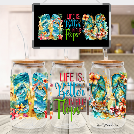 Life is Better in Flip Flops Uv DTF Decal Set (Wrap)