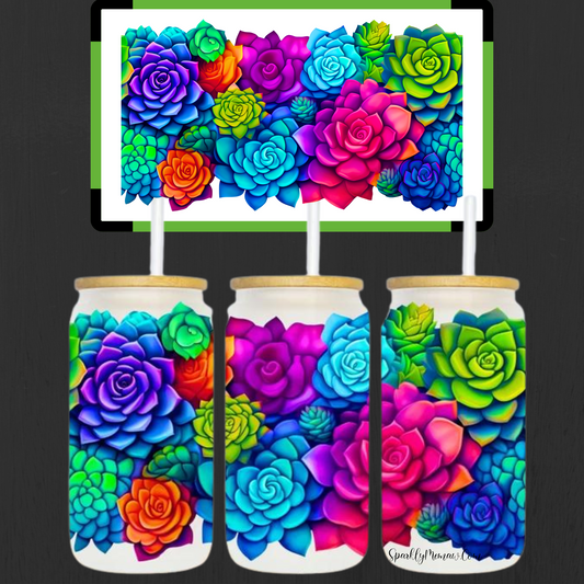 Neon Succulent UV DTF Wrap