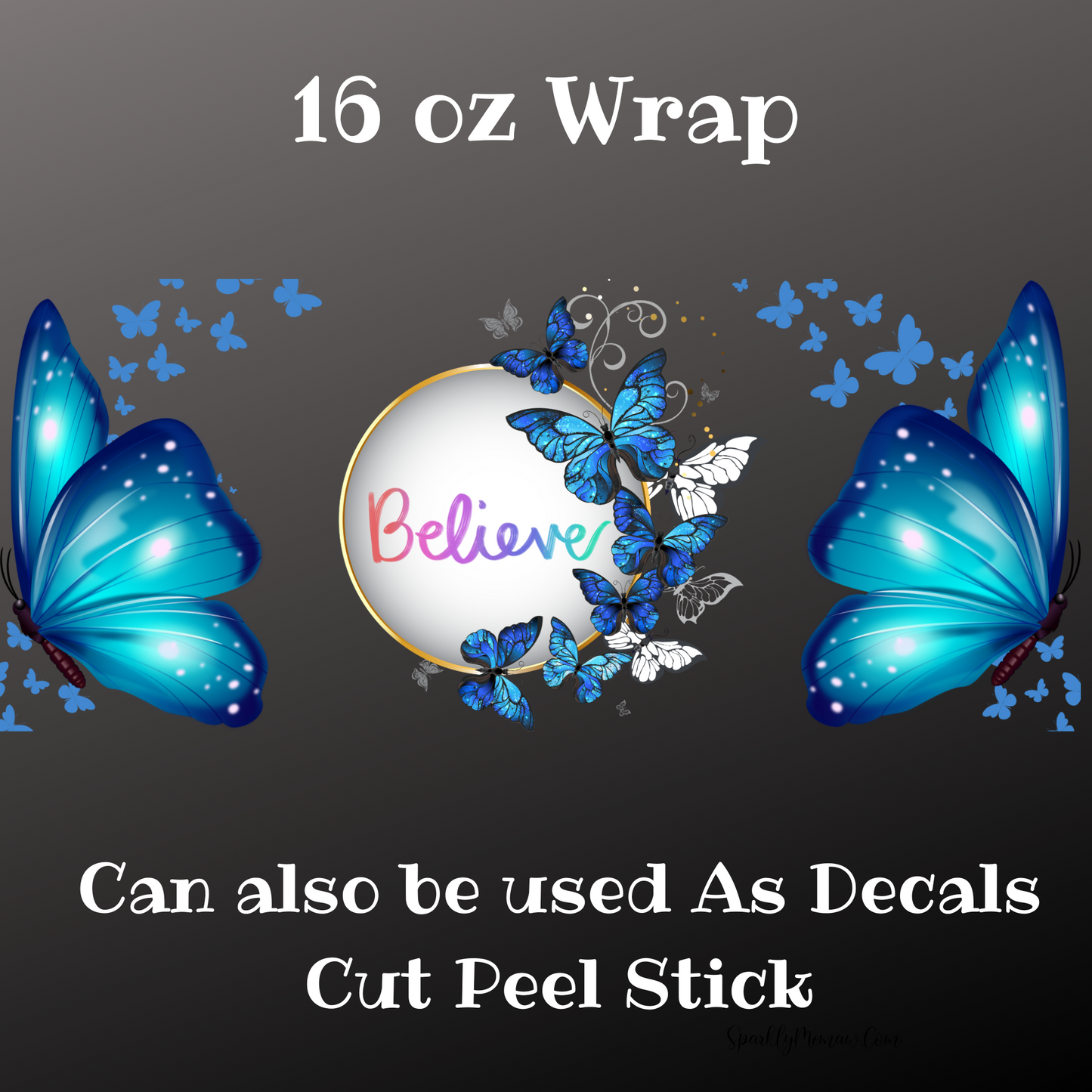 Blue Butterfly UV DTF Wrap (Decal Set)