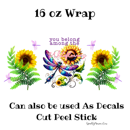 Sunflowers and Dragon fly UV DTF Wrap (decals)