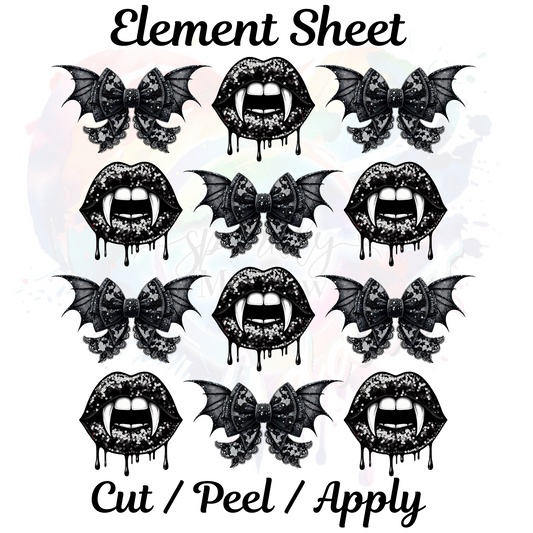 Bat and Fangs UV DTF Element Sheet 9x9 inches