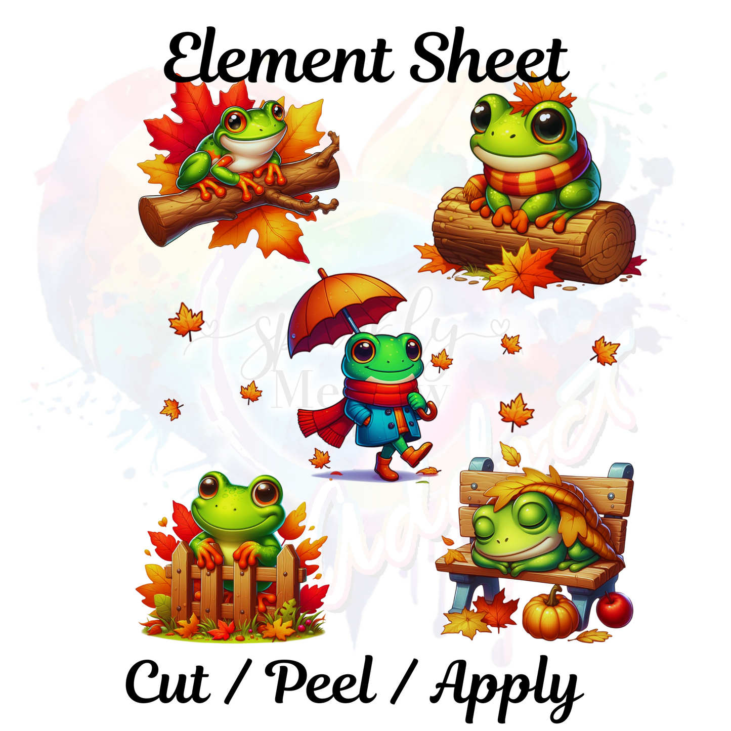 Fall Frogs UV DTF Element Sheet 8x9 inches