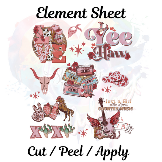 Yee Haw UV DTF Element Sheet 8x9 inches