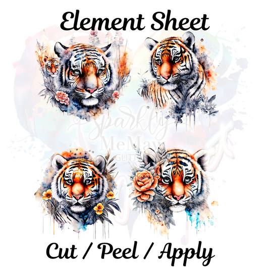 Tiger 8x9 inch UV DTF Element Sheet