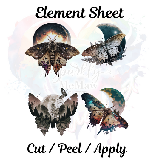 Moon Moth UV DTF Element Sheet 8x9 inches