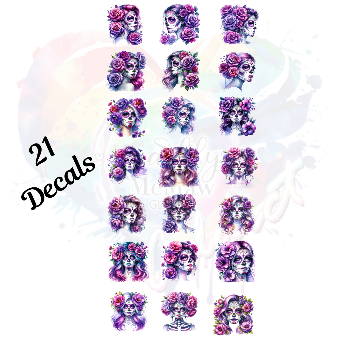 Sugar Skull Catrina UV DTF Bundle Set (2, 3 and 4 inches avail)