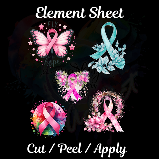 Cancer Awareness UV DTF Element Sheet 8x9 inches