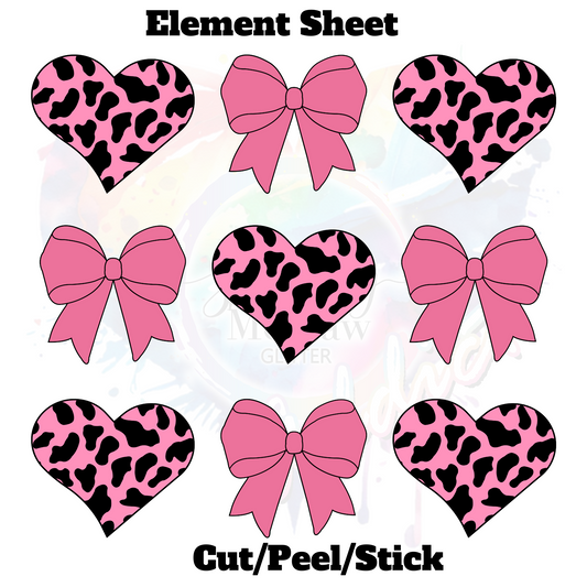 Hearts and Bows UV DTF Element Sheet