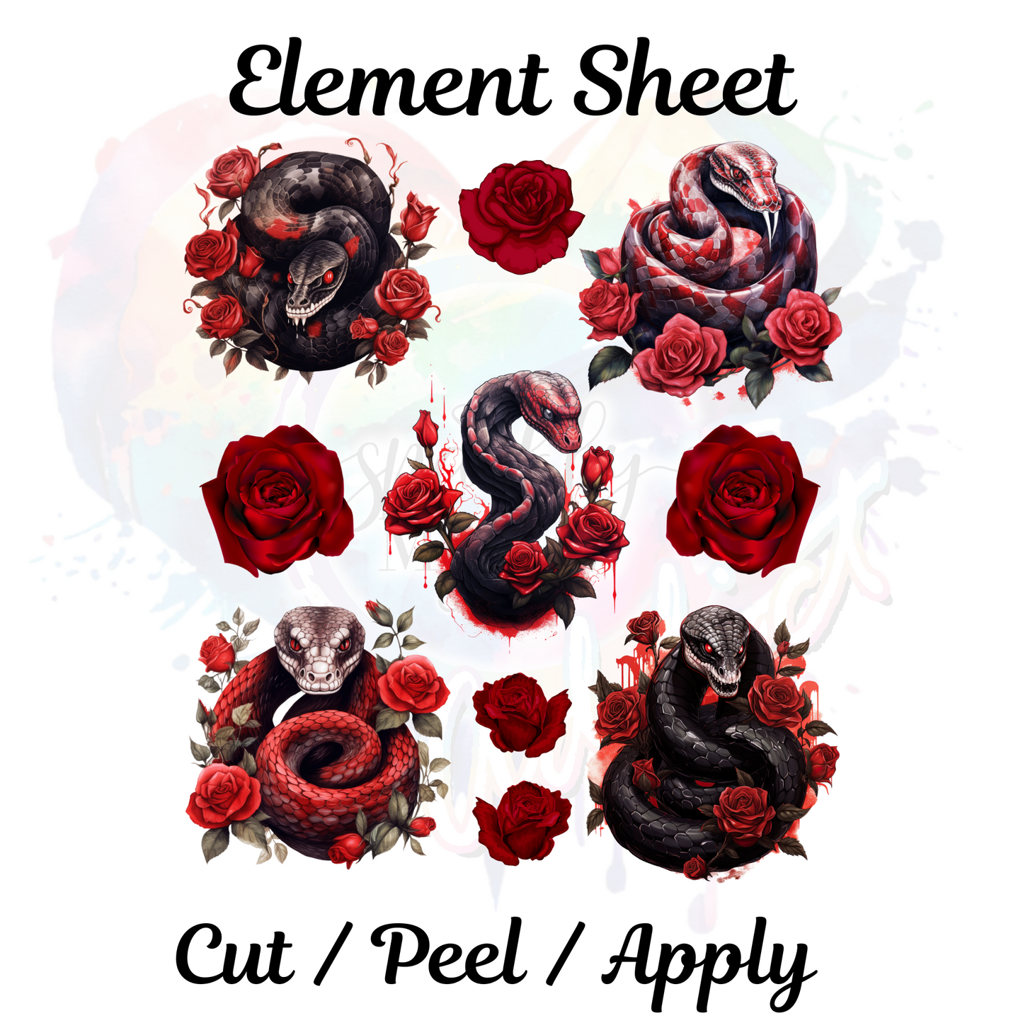 Snake UV DTF Element Sheet 8x9 inches