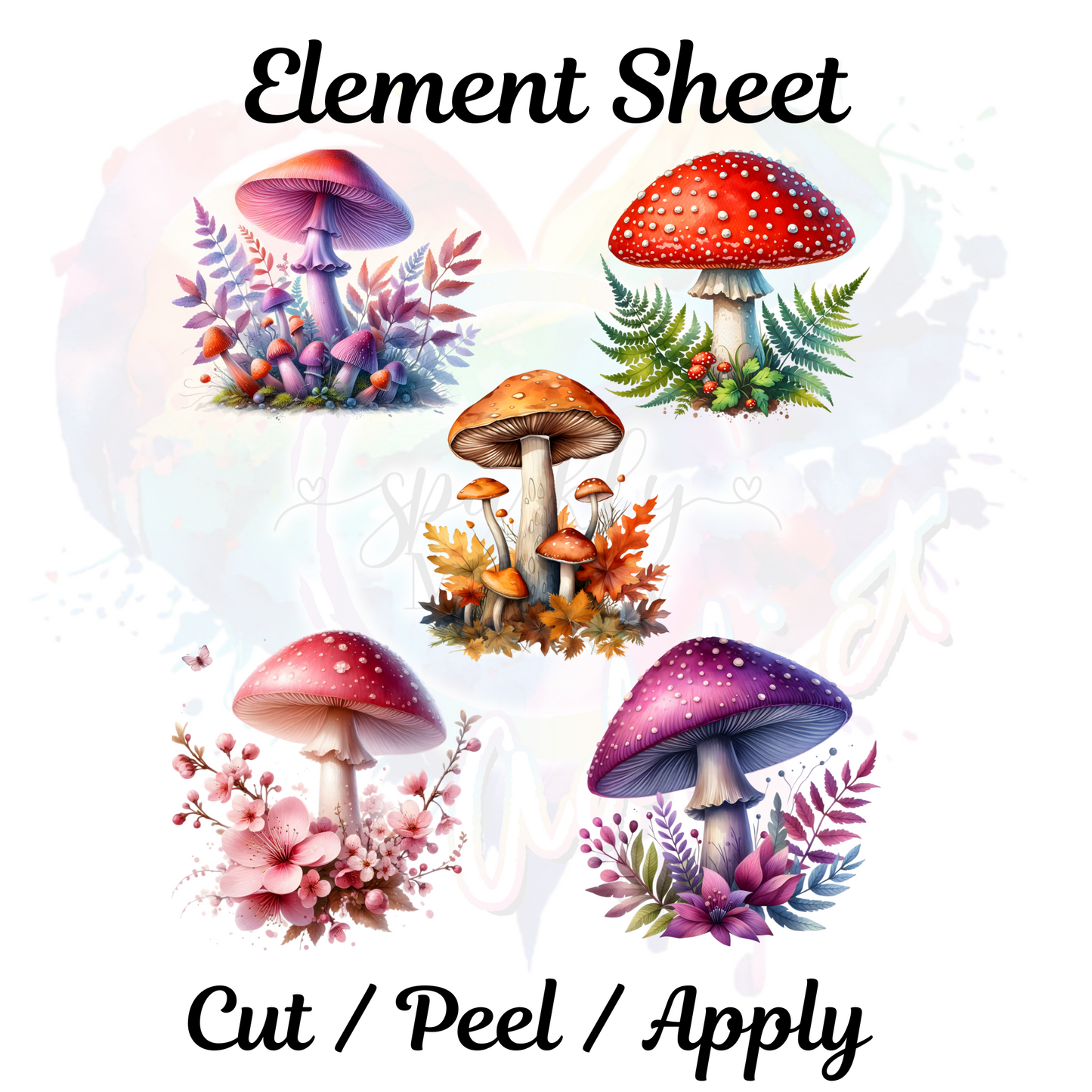 Mushroom UV DTF Element sheet 8x9 inches