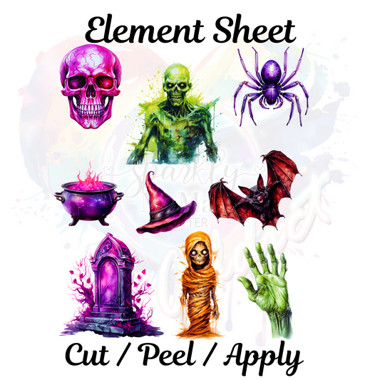 Vibrant Horror UV DTF Element Sheet 8x9 inches