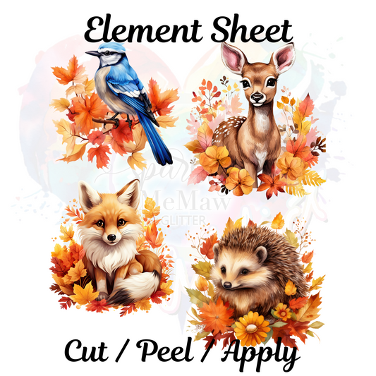 Fall Animals UV DTF Element Sheet 8x9 inches